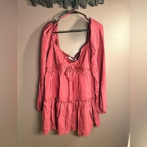 Altar'd State Burgundy Long Sleeve Dress